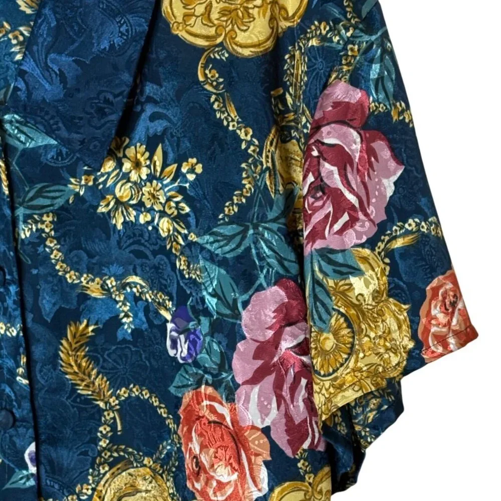 Victoria’s Secret Gold Label Vintage 90s Floral Paisley Sleep Shirt S Collared - Picture 7 of 9